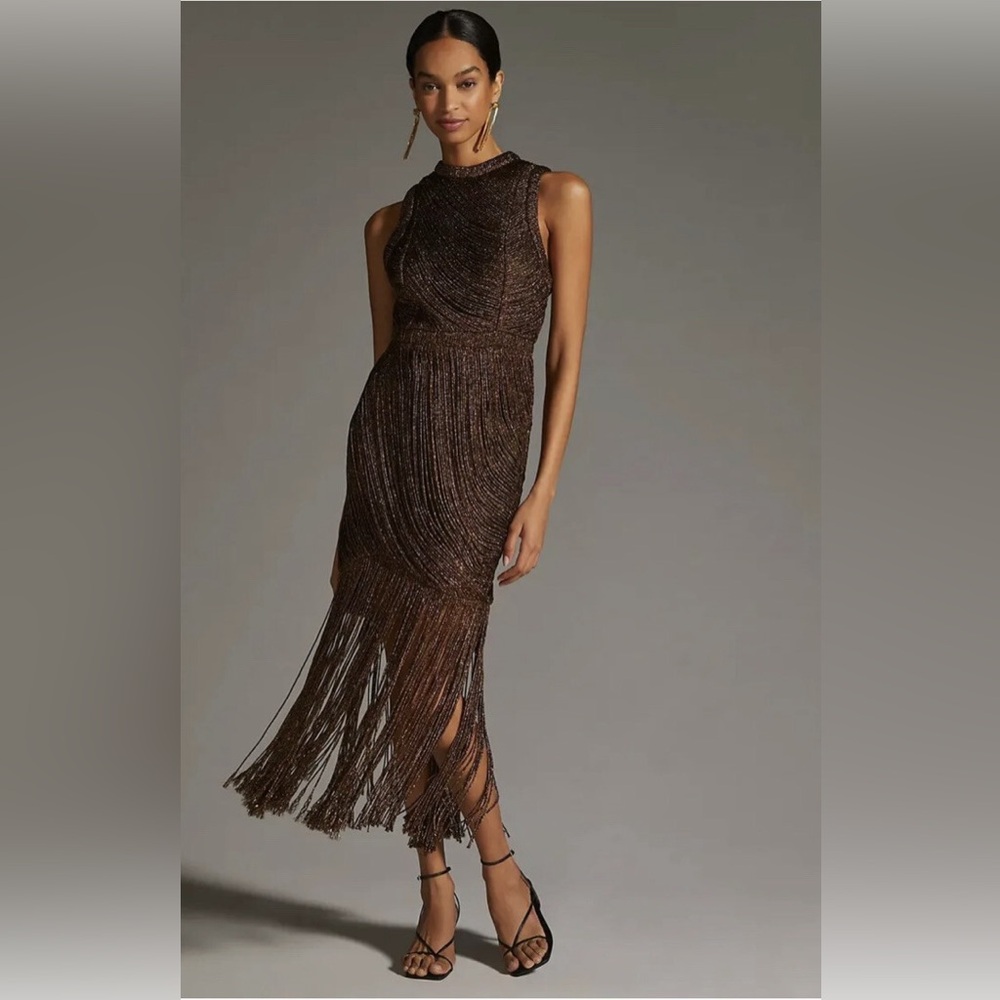 Elegant Brown Fringe Dress